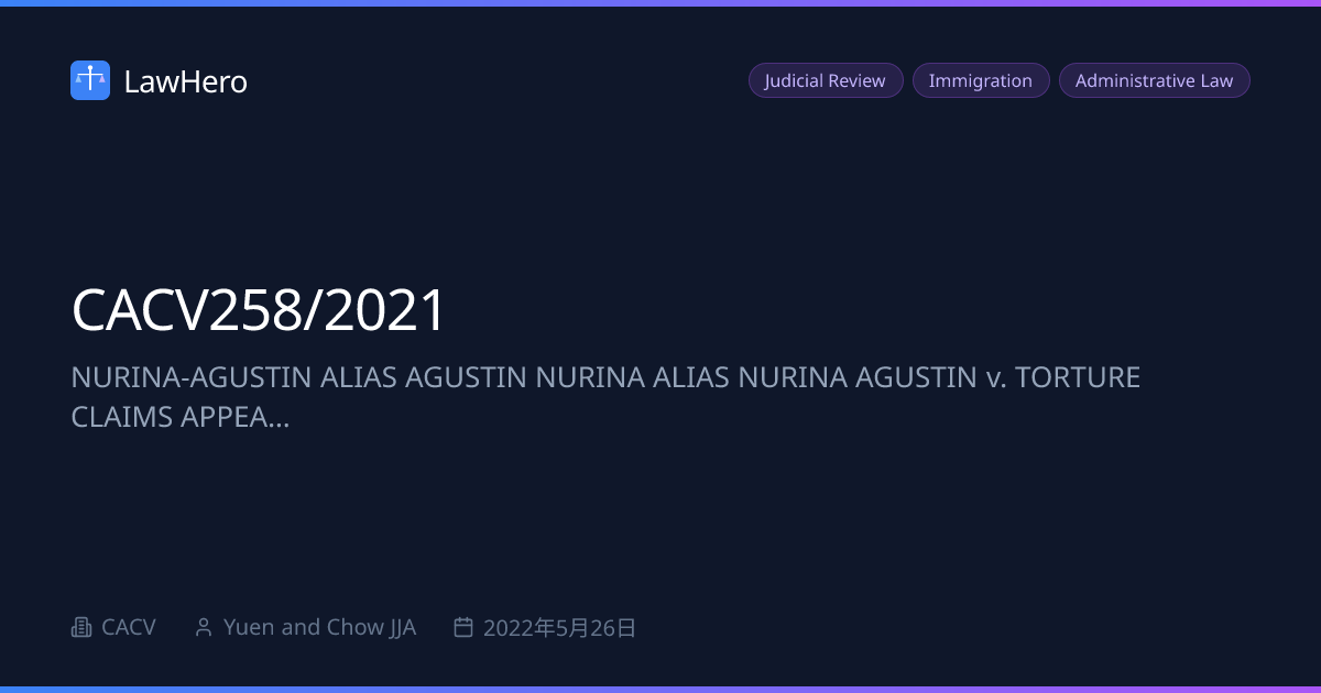 CACV258/2021 NURINA-AGUSTIN ALIAS AGUSTIN NURINA ALIAS NURINA AGUSTIN v ...